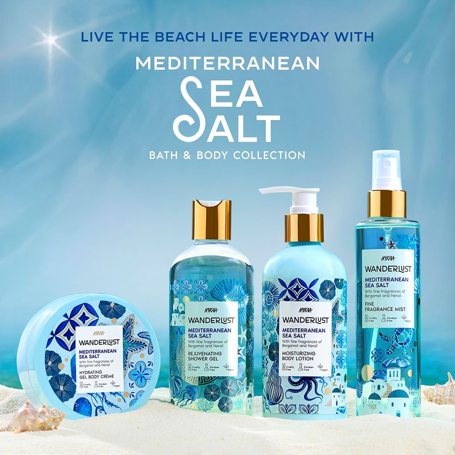 Nykaa Wanderlust Mediterranean Sea Salt Fresh Perfume Body Wash, Bergamot & Neroli, Vitamin E & Glycerine, Hydrating Shower Gel for Smooth & Soft Skin, Long-lasting Fragrance, No Parabens thumbnail