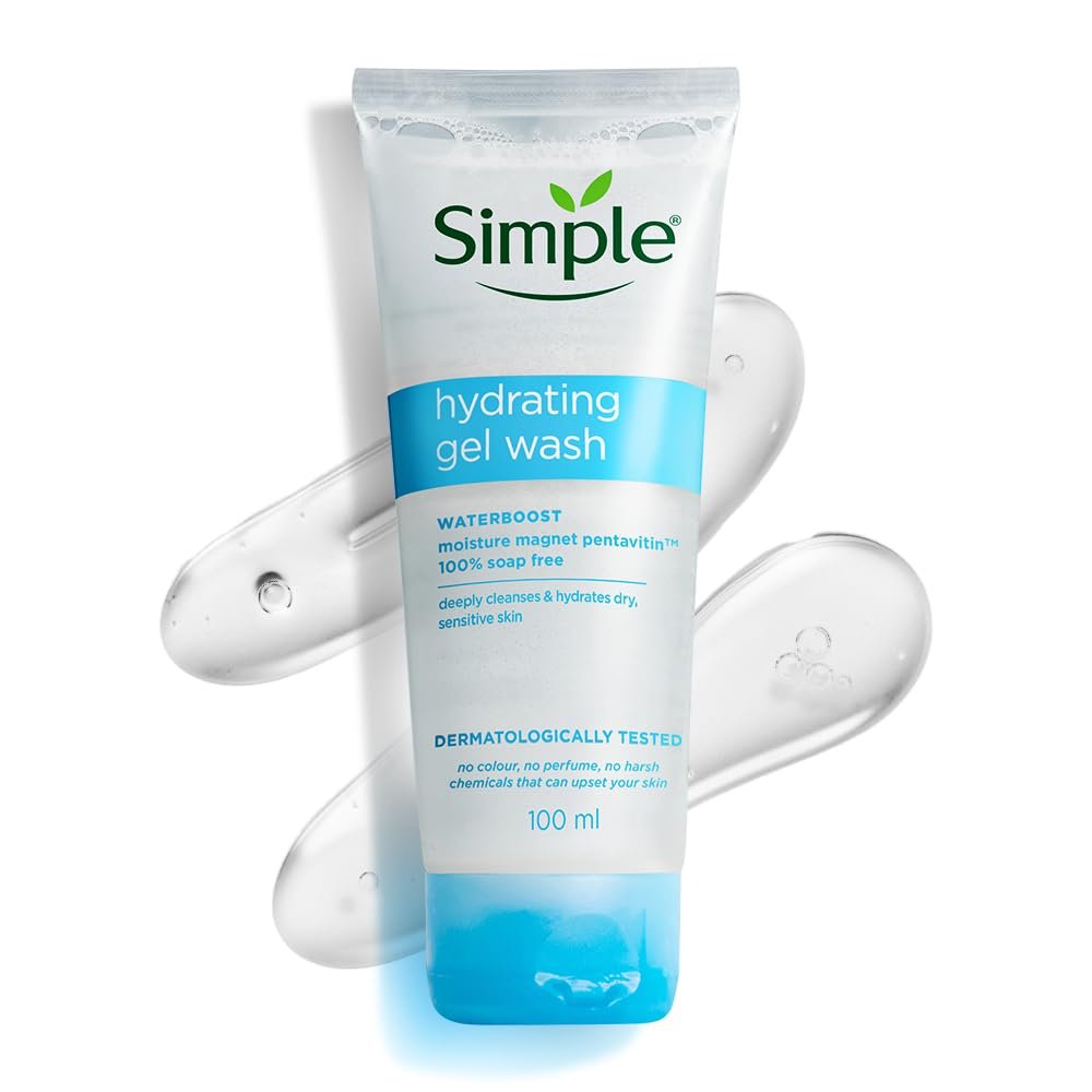 Simple Hydrating Gel Wash| 100% Soap Free | Gentle Hydrating Facewash with Pentavitin & Panthenol | Cleanser for Dry Sensitive Skin, 100 ml thumbnail