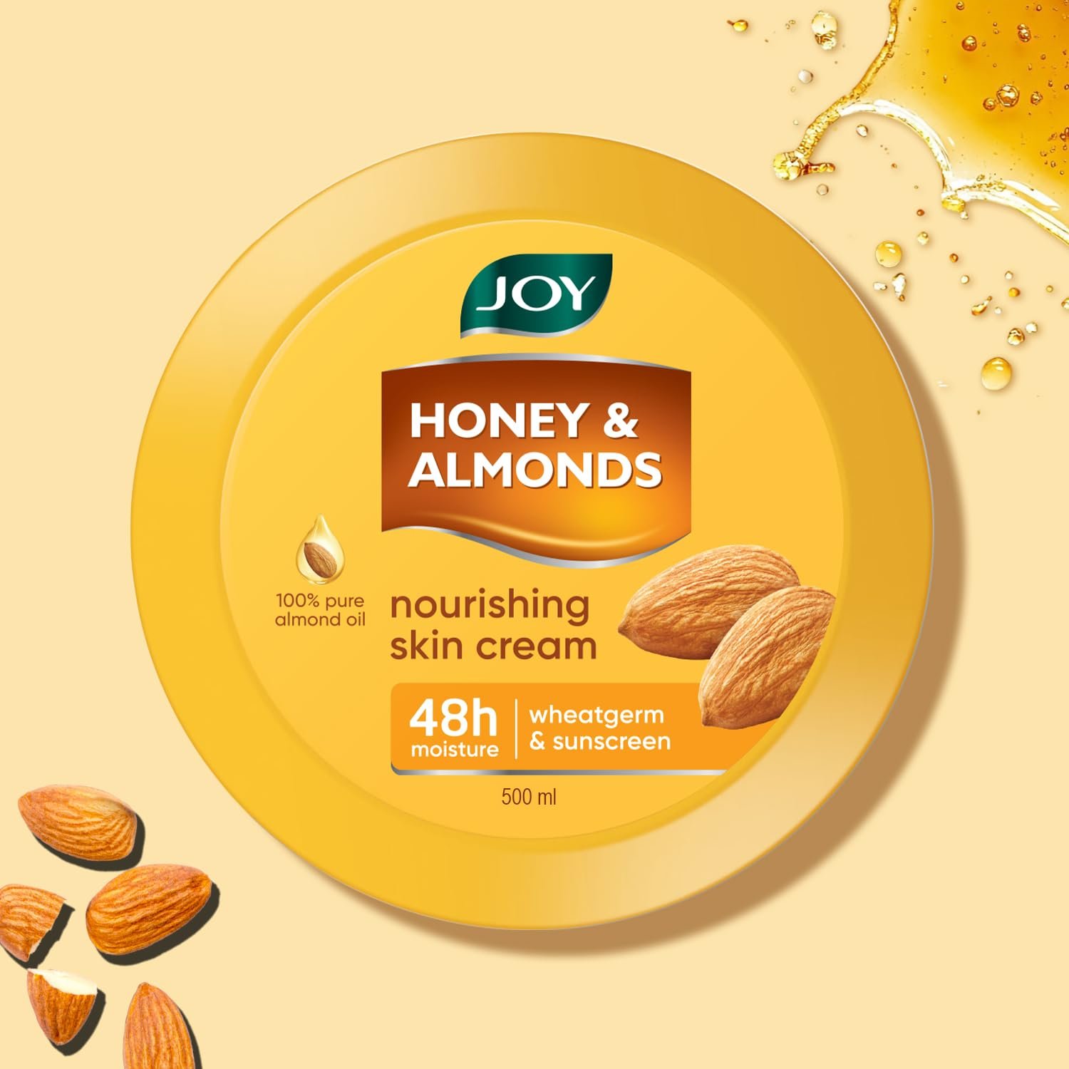 Joy Honey & Almonds Deep Nourishing Moisturizer for Dry Skin | Skin Cream for Face, Hands & Body | Contains Natural Sunscreen for Glowing Skin | Retains Natural Moisture Balance, 500ml thumbnail