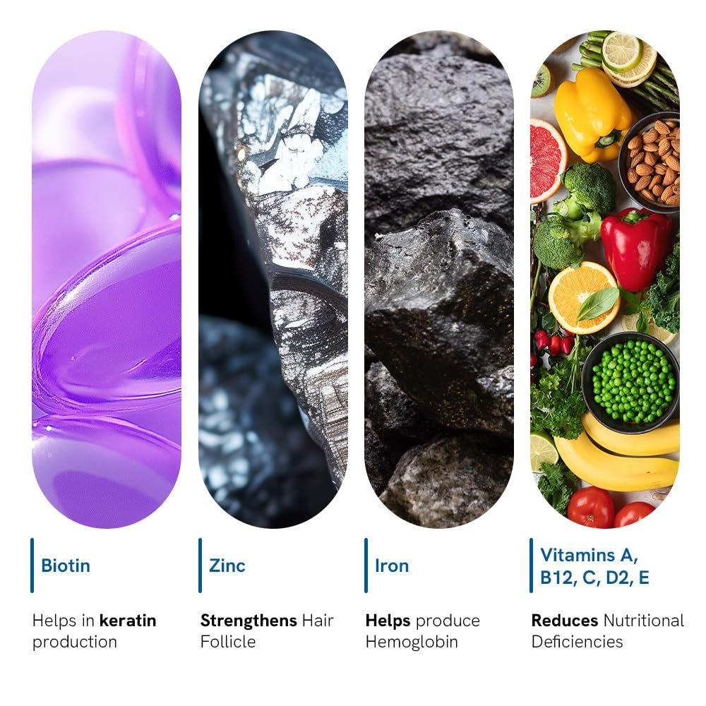 Be Bodywise Biotin Hair Gummies | 60 Days Pack | With Biotin, Zinc, Folic Acid, Fibre & Multivitamin | Strawberry Flavour | No Added Refined Sugar & Gut Friendly thumbnail