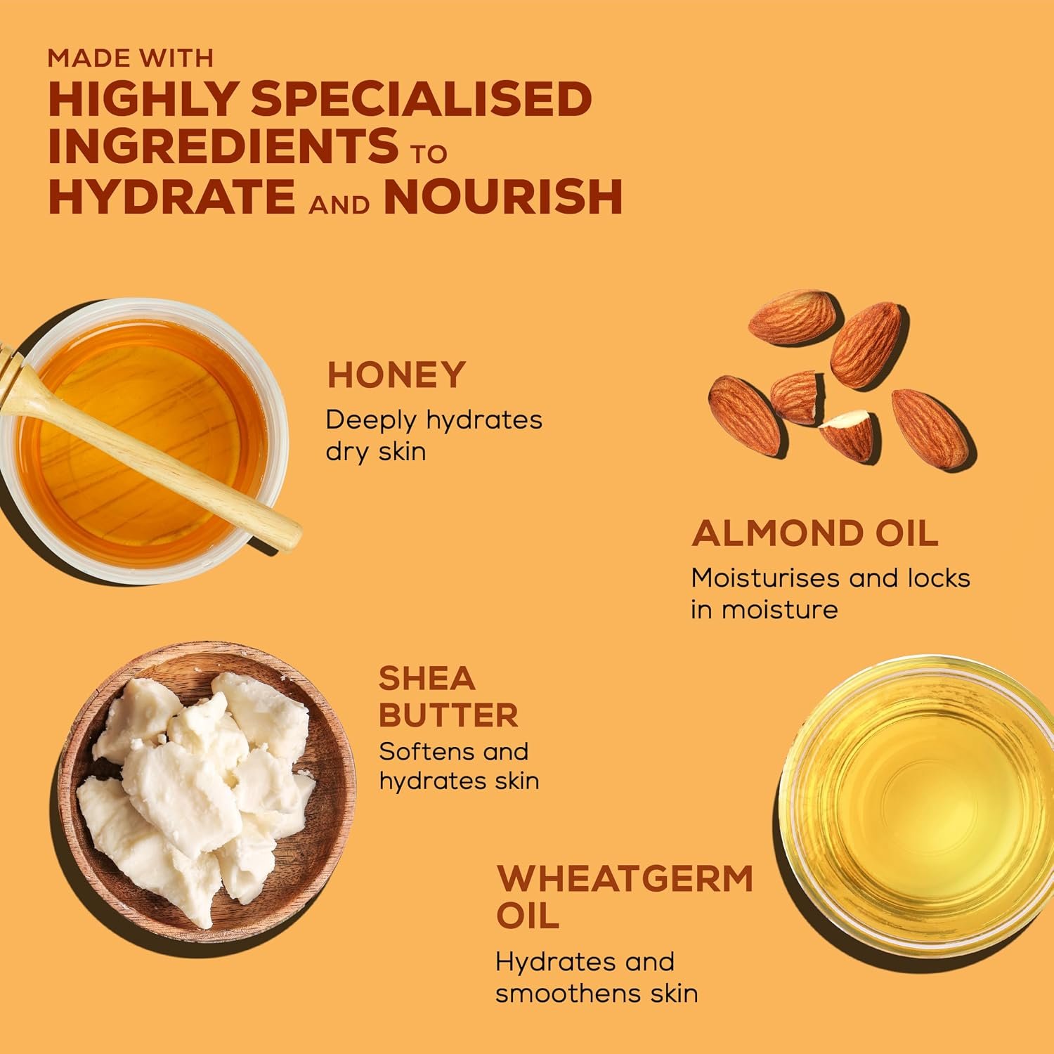Joy Honey & Almonds Deep Nourishing Moisturizer for Dry Skin | Skin Cream for Face, Hands & Body | Contains Natural Sunscreen for Glowing Skin | Retains Natural Moisture Balance, 500ml thumbnail