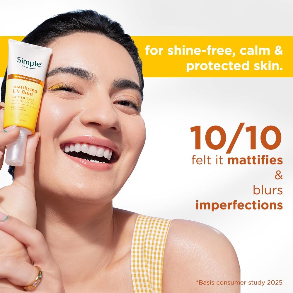 Simple Mattifying UV Fluid |SPF 50 PA++++ | With Niacinamide & GlutaAmino Technology| Sunscreen for Oily Skin & Dark Spots |40ml thumbnail