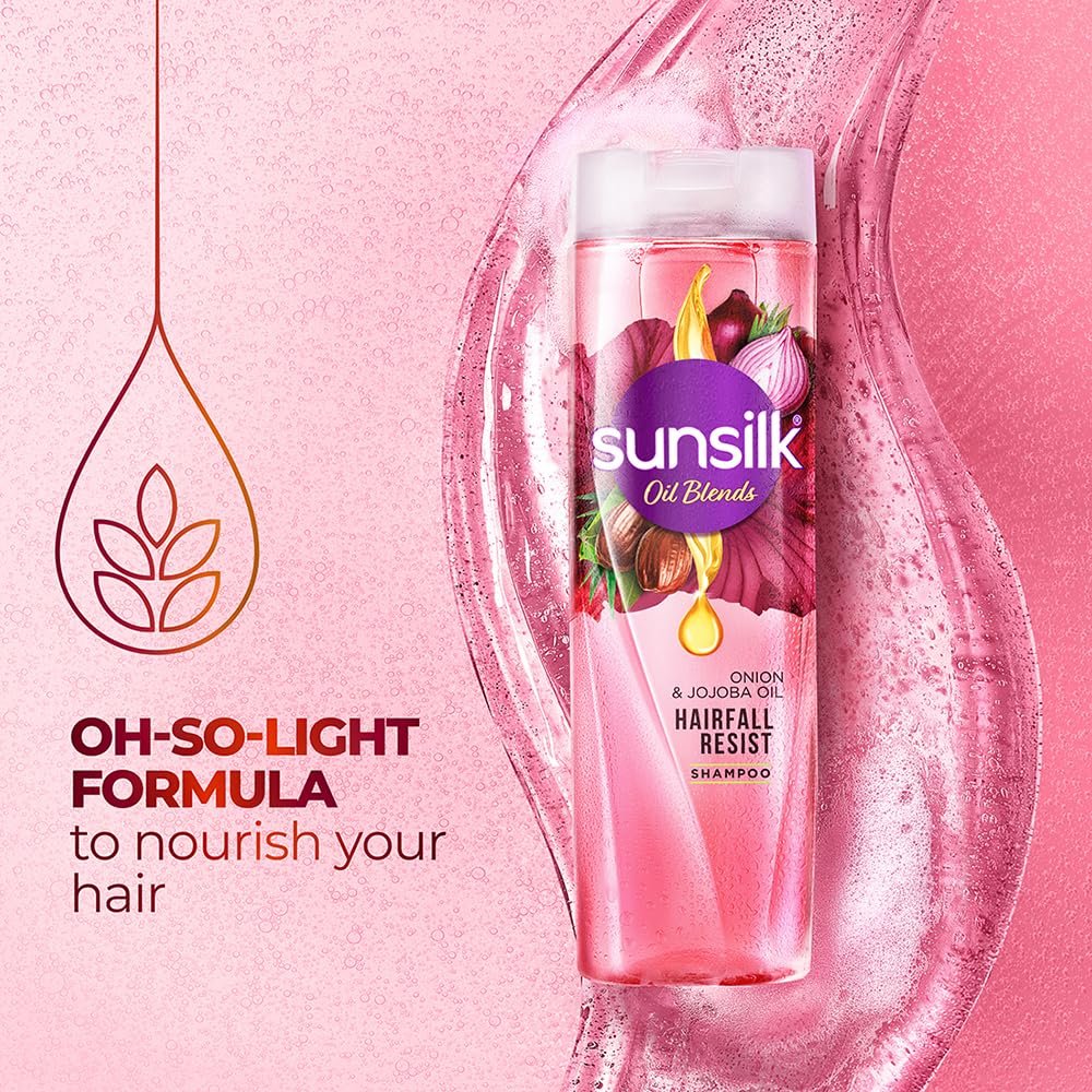 Sunsilk Hairfall Shampoo with Onion & Jojoba Oil|| that works best to nourish your long hair|| and makes it grow stronger from the first wash|| 370ml thumbnail