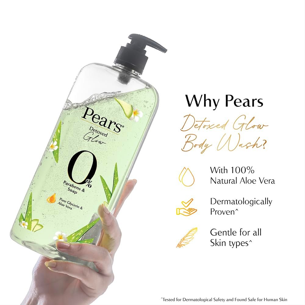 Pears 98% Pure Glycerin Detoxed Glow Body Wash with Aloe Vera and 0% Parabens & Soap for a Detoxed Glow, 750ml thumbnail