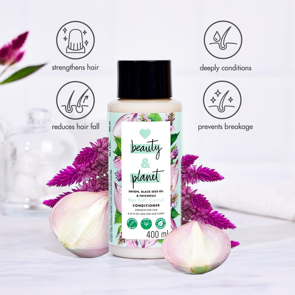 Love Beauty & Planet Onion, Black Seed & Patchouli Hairfall Control Natural  Conditioner | No Sulfates,No Paraben | 400ml thumbnail