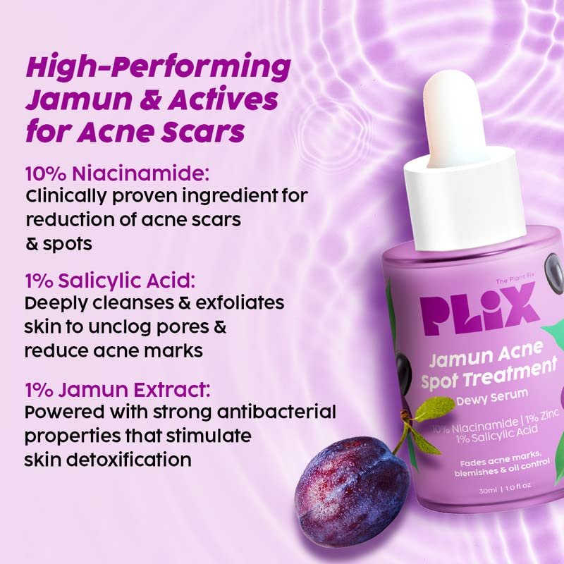 The Plant Fix Plix 10% Niacinamide Face Serum, 30ml (Pack Of 1) For Acne Marks, Blemishes, Oil Control With 1% Zinc & Witch Hazel, Skin Clarifying Jamun Serum For Unisex With Acne-Prone Skin thumbnail
