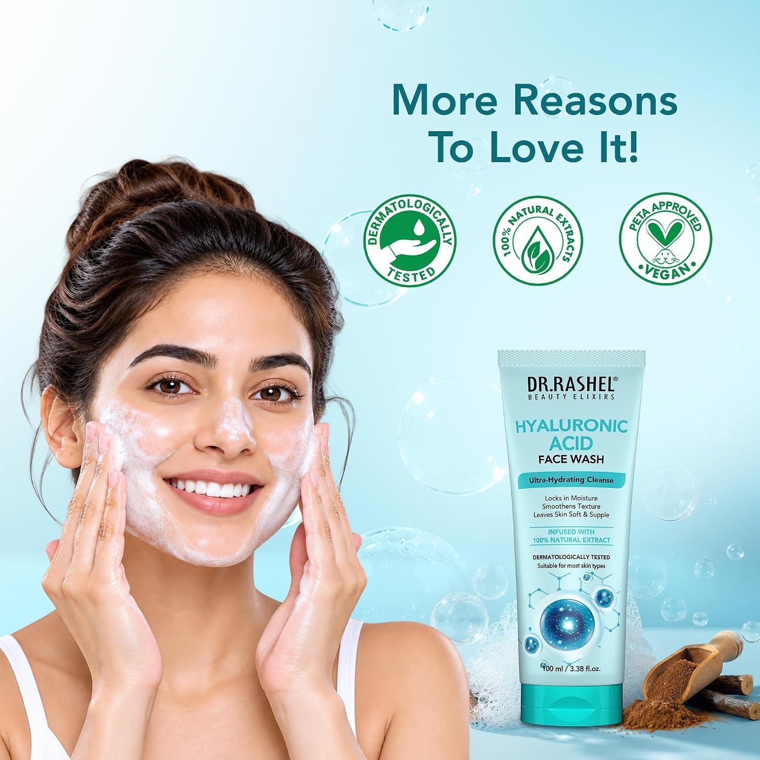 DR.RASHEL Beauty Elixirs Hyaluronic Acid Face Wash For Men & Women Concentrate for Deep Cleansing & Clove Purifying Face Wash With Natural Ingredients Suitable For All Skin Oily to Normal - thumbnail