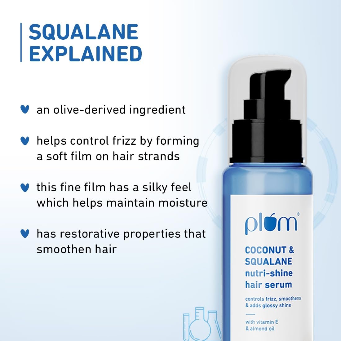 Plum Coconut & Squalane Nutri-Shine Hair Serum | Frizz Control & Instant Shine | Enriched with Vitamin E & Almond Oil | Coconut-Vanilla Fragrance | 75ml​ thumbnail
