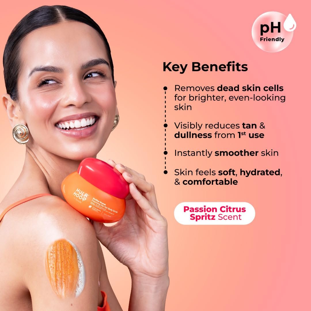 Hula Hoop Foaming 10% De-Tan Body Scrub by Foxtale | Tan Removal & Soft-Smooth Skin | 5% Glycolic Acid, Lactic Acid & Azeloglycine | For Women & Men | All Skin Types | 200g thumbnail