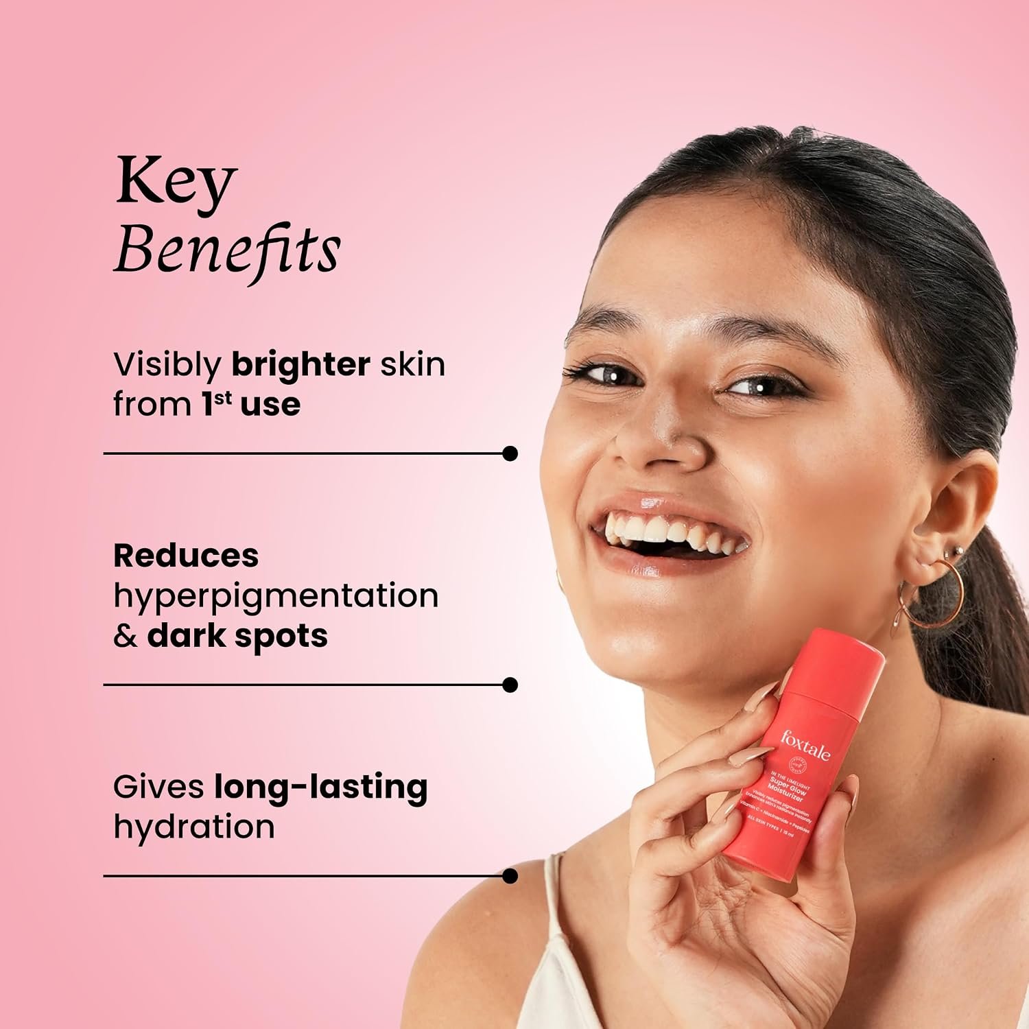 Foxtale Vitamin C Super Glow Moisturizer with Niacinamide & Peptides, Visibly Reduces Pigmentation, Enhances Skins Brightness Instantly, For All Skin Types, Women & Men - 15ml, Cream thumbnail