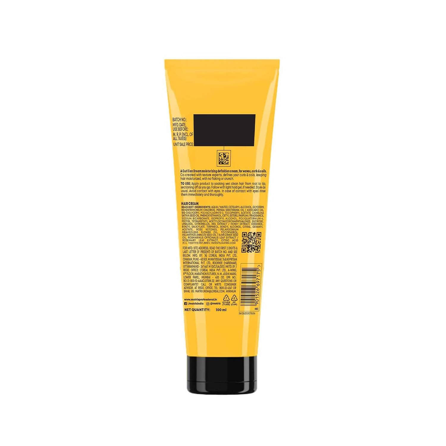 Matrix Professional A Curl Can Dream Leave-in Cream | Nourishes & Defines Wavy, Curly Hair| Enriched with Manuka Honey Extract |Waves & Curls Styling |No Flaking Or Crunch 100ml thumbnail