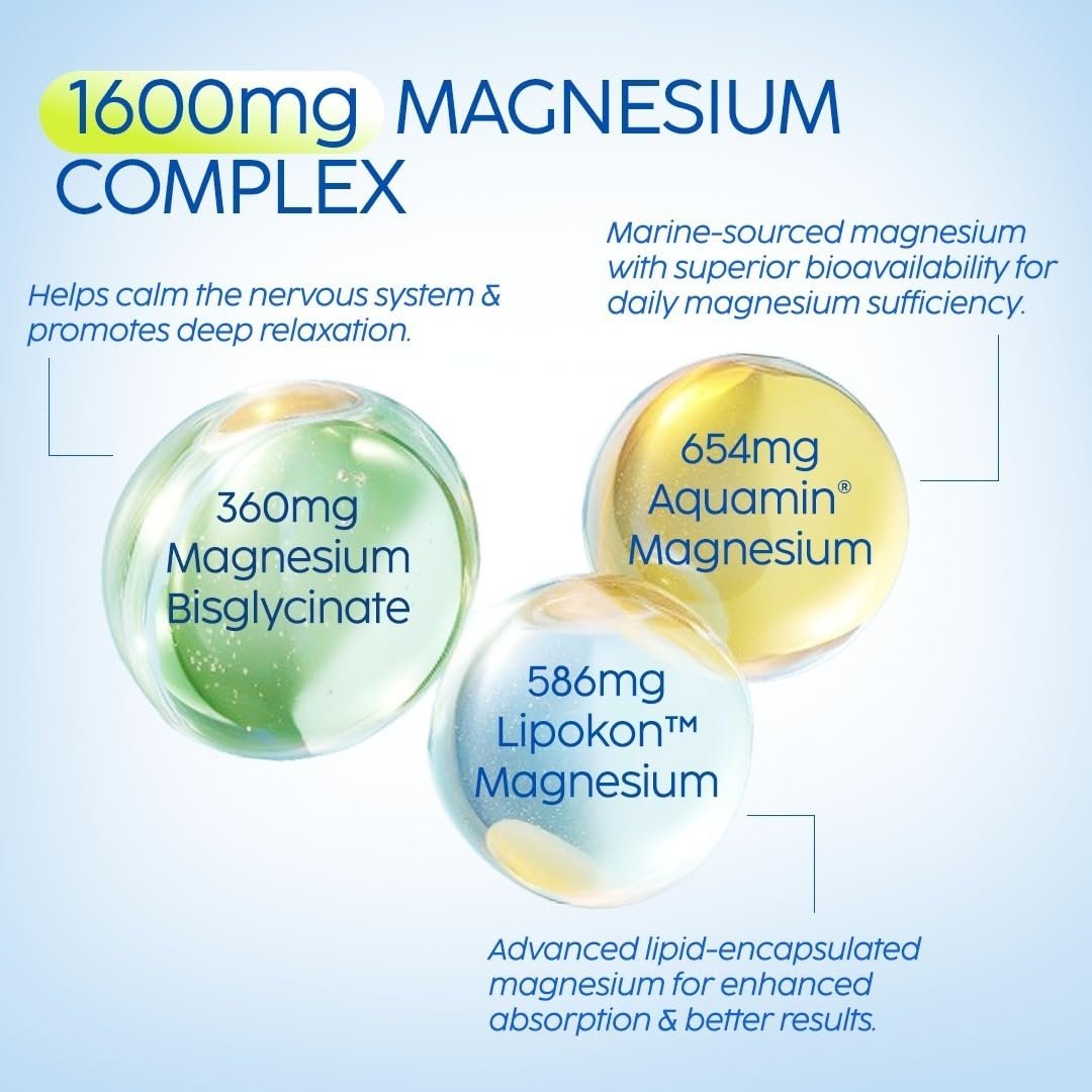 PLIX THE PLANT FIX Tri-Magnesium Plus Tablets | Bis-Glycinate & Chamomile Extract | 440mg Elemental Magnesium | High Absorption for Sleep, Muscle Recovery & Relaxation | 60 Tablets thumbnail