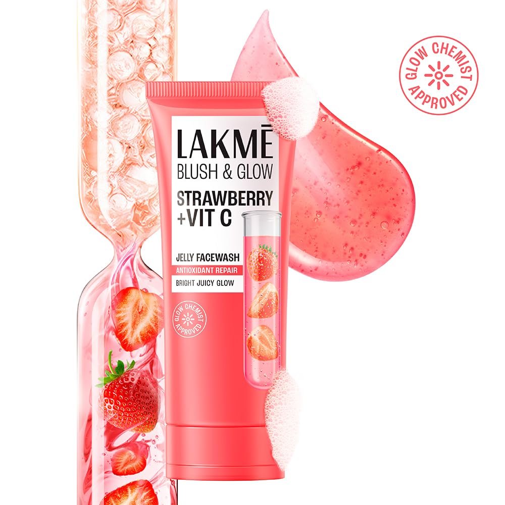 Lakme Blush & Glow Hydrating Strawberry Facewash, with Vitamin C Serum 100g thumbnail