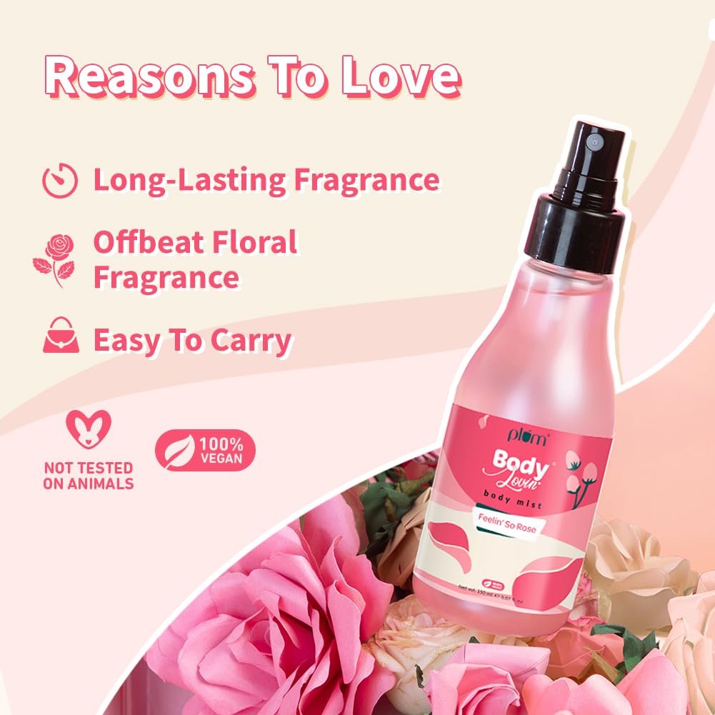 Plum BodyLovin' Feelin' So Rose Body Mist | Long Lasting Floral Fragrance For Women With Fresh Floral, Rose & Musk Body Spray 150 ml thumbnail