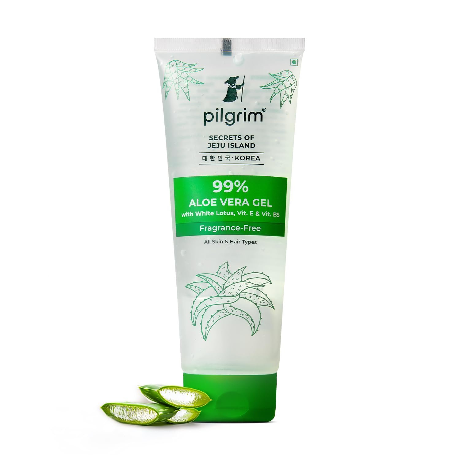 PILGRIM Korean 99% Pure Aloe Vera Gel 200ml with Vitamin E & Vitamin B5 for Face & Hair | Hydrates & Soothes Skin | Conditions & Softens Hair thumbnail