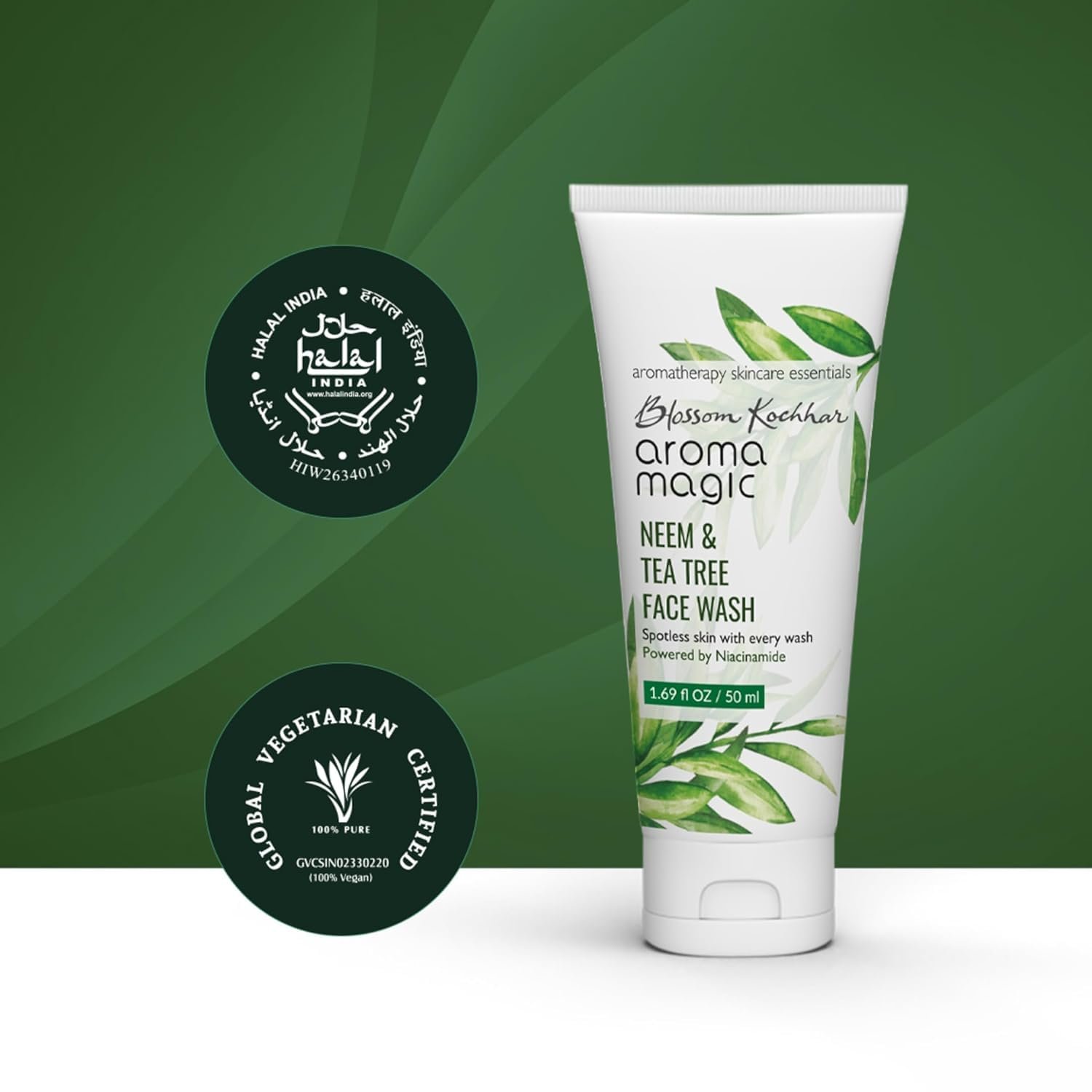 Aroma Magic Neem & Tea Tree Face Wash with 5% Niacinamide – Cleanser with Anti-Acne & Antibacterial Formula with Neem & Tea Tree Oil for Oily, Pimple-Prone Skin, 100ml thumbnail
