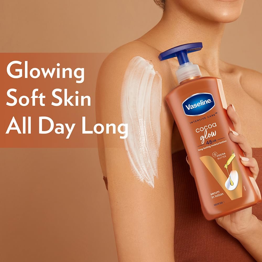Vaseline Cocoa Glow Serum In Lotion, 600 ml | 100% Pure Cocoa & Shea Butter for Glowing & Soft Skin thumbnail