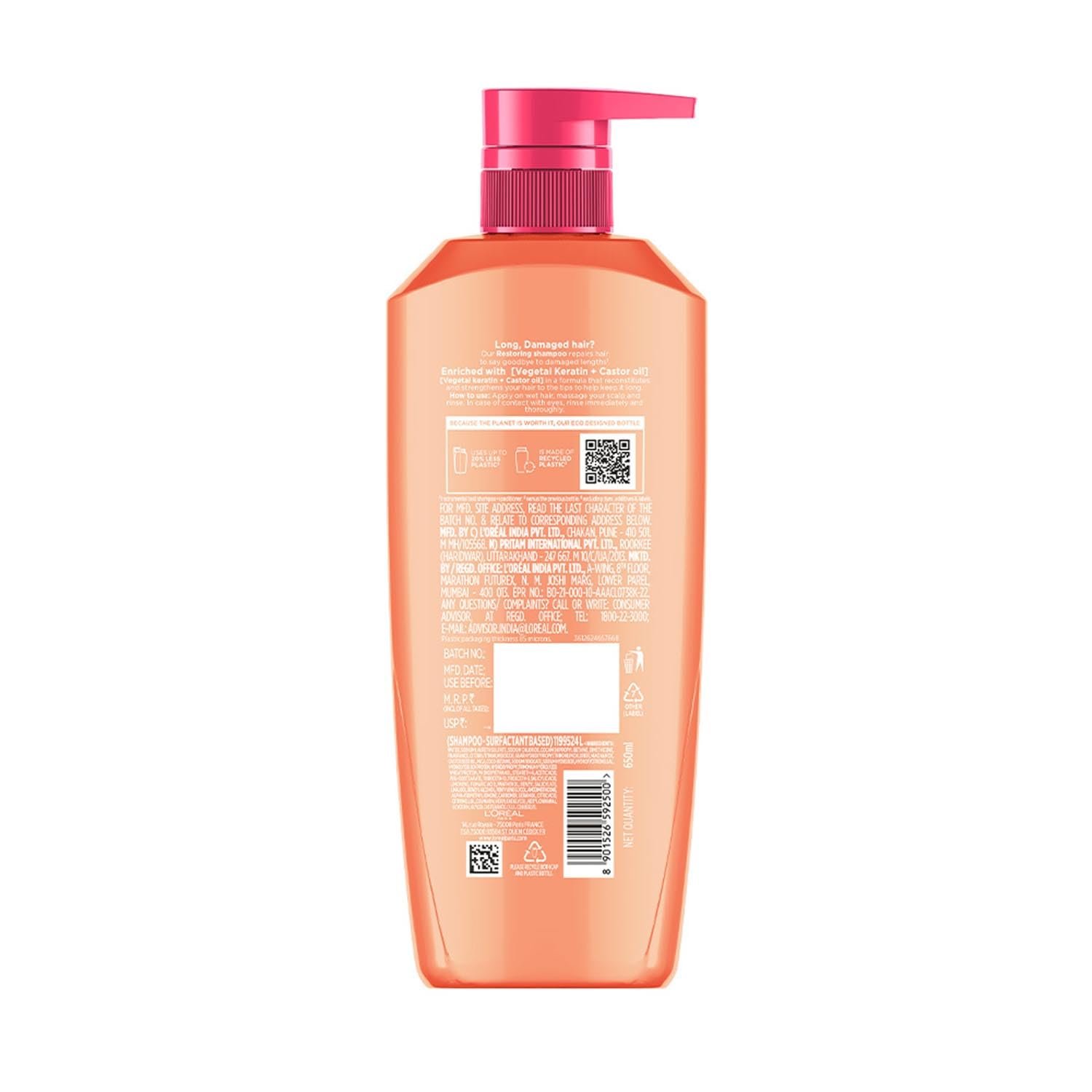 L'Oréal Paris Shampoo, Nourish, Repair & Shine, For Long and Lifeless Hair, Dream Lengths, 650 ml thumbnail