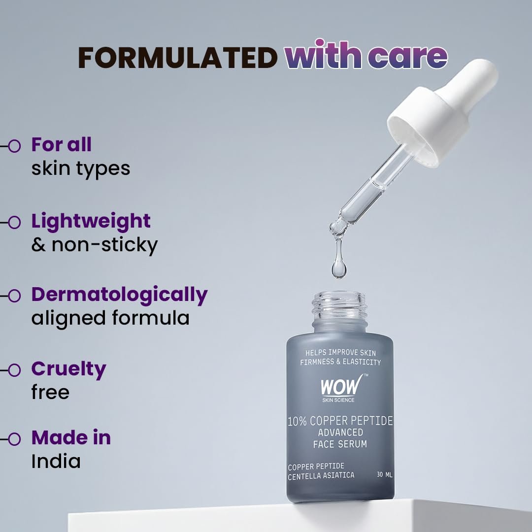 WOW Skin Science 10% Copper Peptide Advanced Face Serum | Copper Peptide + Centella Asiatica | Improves Firmness, Elasticity & Fine Lines | Anti‑Ageing Repair Serum 30ml thumbnail