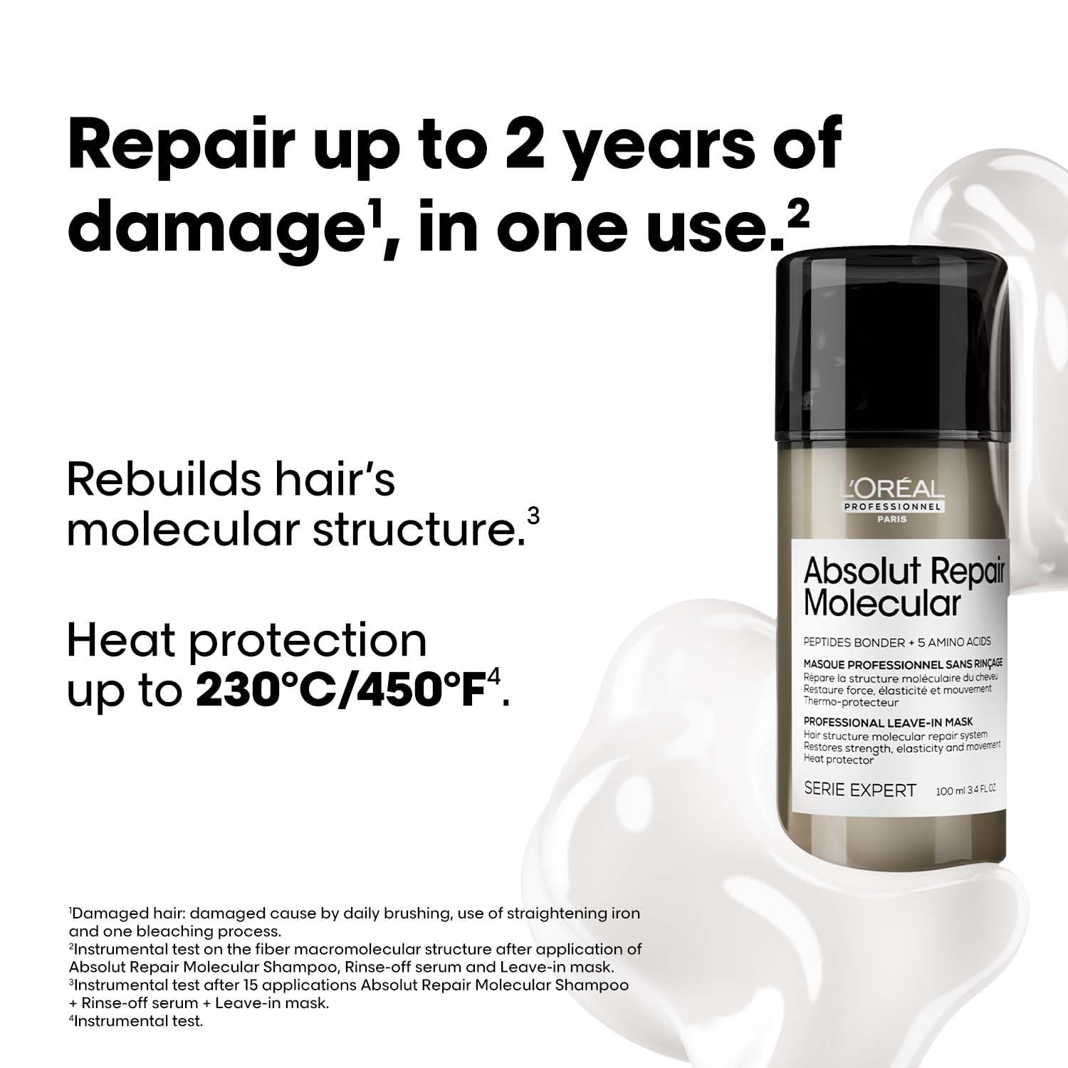 L'Oréal Professionnel Absolut Repair Molecular Deep Repairing Leave-in Mask for Damaged Hair | Repair up to 2 years of damage, in one use | 2% peptides bonder + 5 amino acids thumbnail