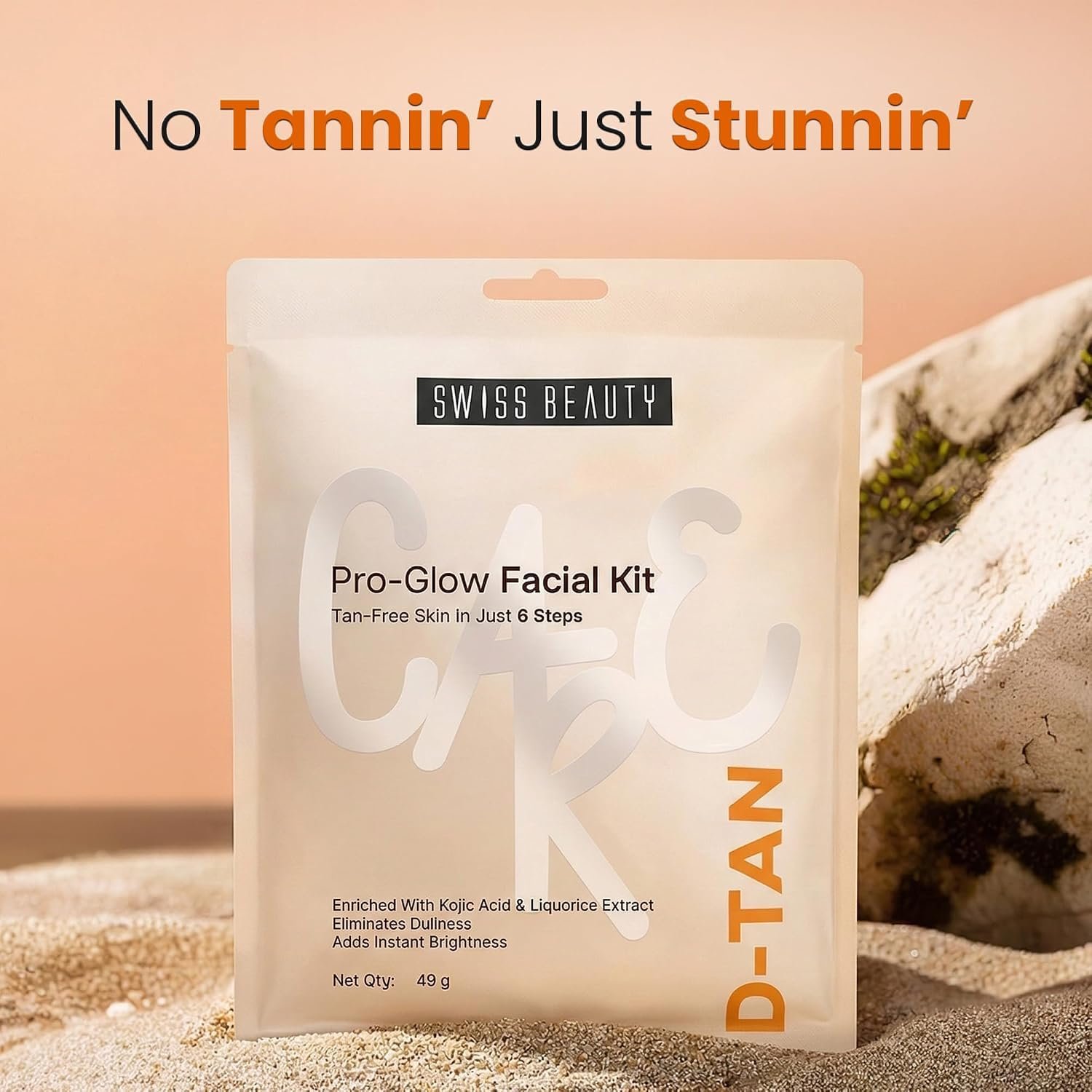 Swiss Beauty Care D-Tan Pro-Glow Facial Kit | Eliminates Tanning | Minimises Pigmentation & Uneven Skin Tone | Boosts Brightness | With Kojic Acid & Liquorice Extract | 49g thumbnail