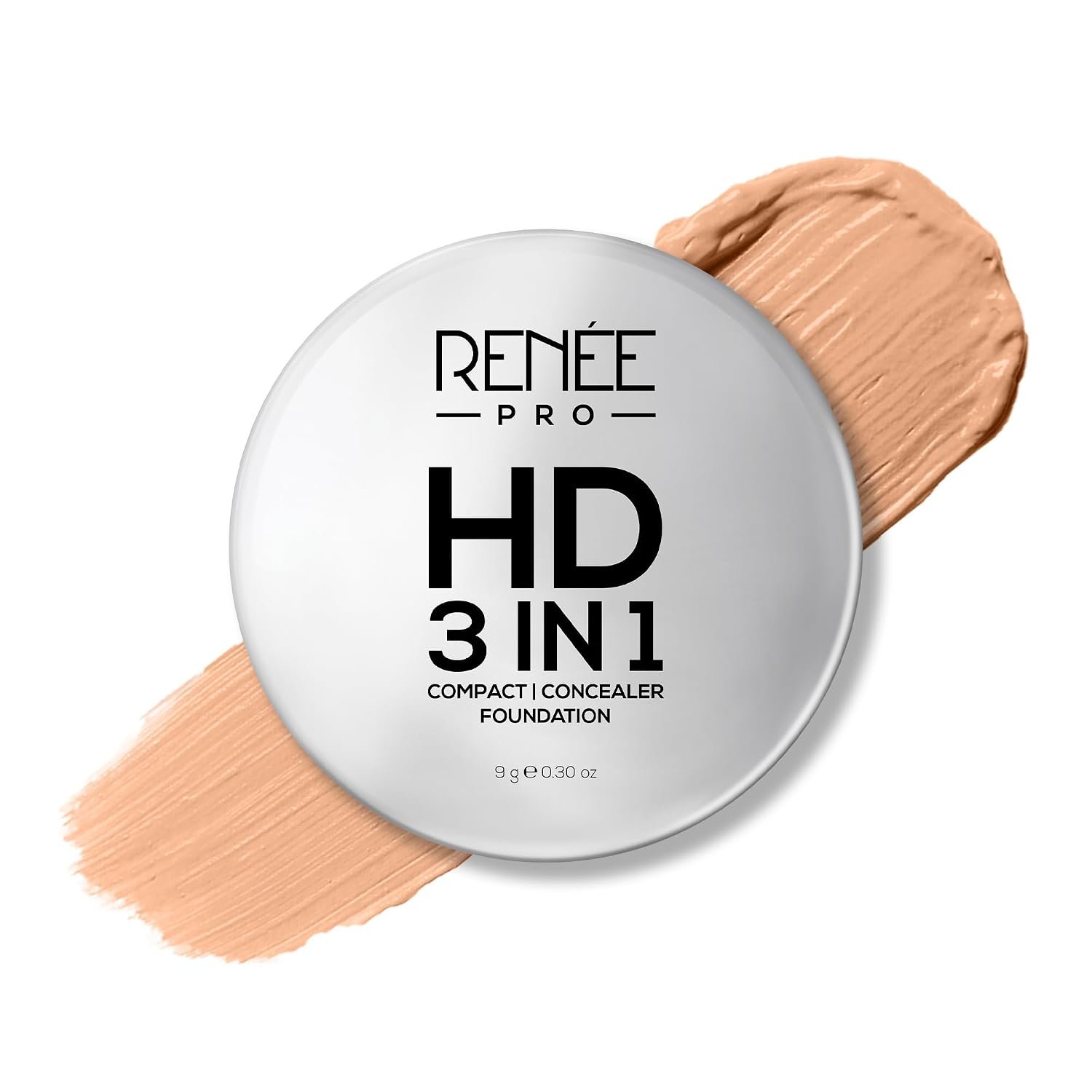 RENEE PRO HD 3 In 1 Compact,Concealer, Foundation - Crème, SPF 20, Matte Finish, High Coverage, Ultralight & Silky Smooth Finish, Enriched With Vitamin E, C & Aloe Vera - 9 Gm