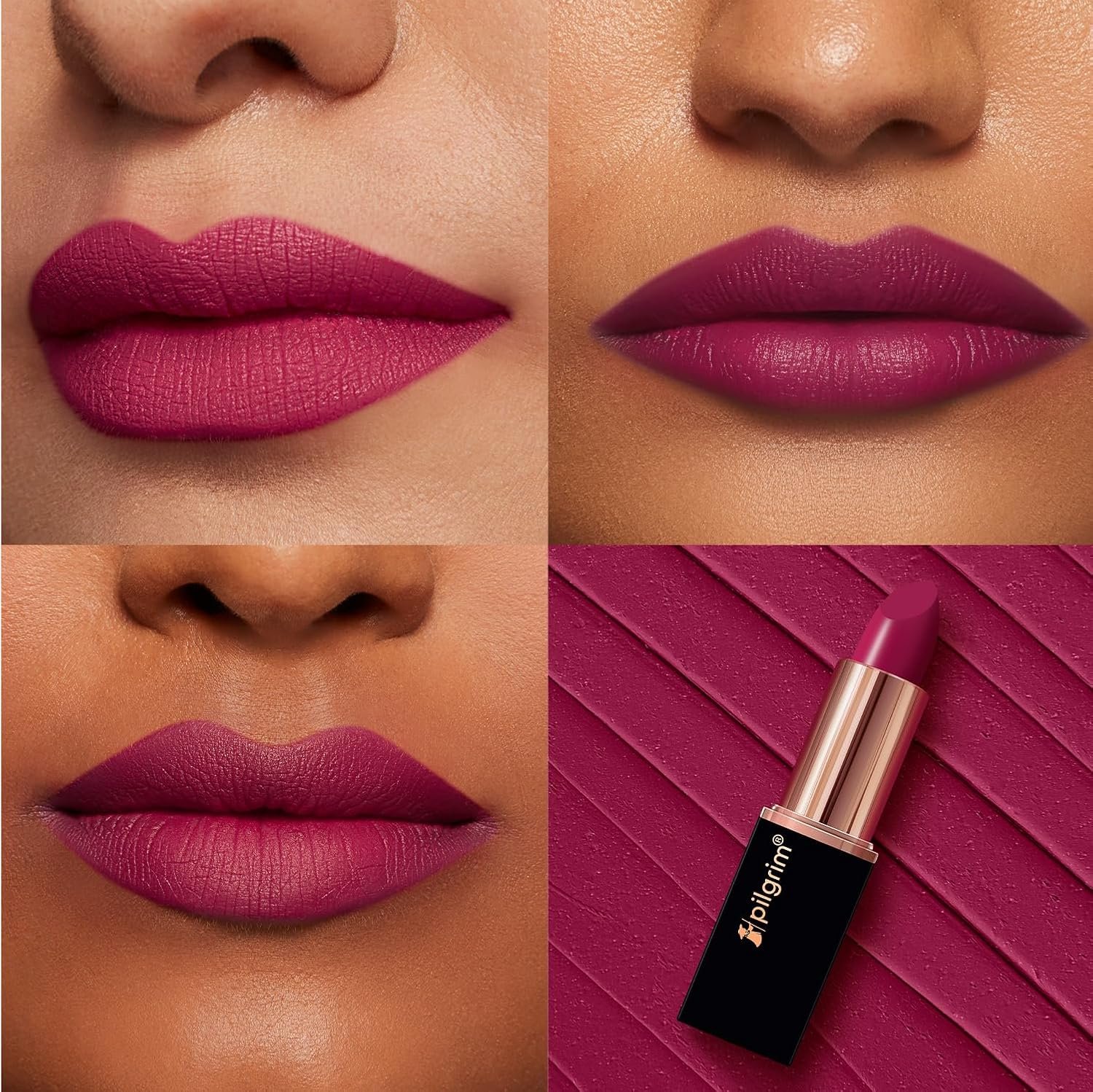 Pilgrim Matte Me Up Bullet Lipstick 4.2g | Creamy, Lightweight, Bold, Non Drying | SPF 30 | Enriched With Hyaluronic Acid & Spanish Squalane | Lipstick for dusky skin tone | Forbidden Pink-1 thumbnail