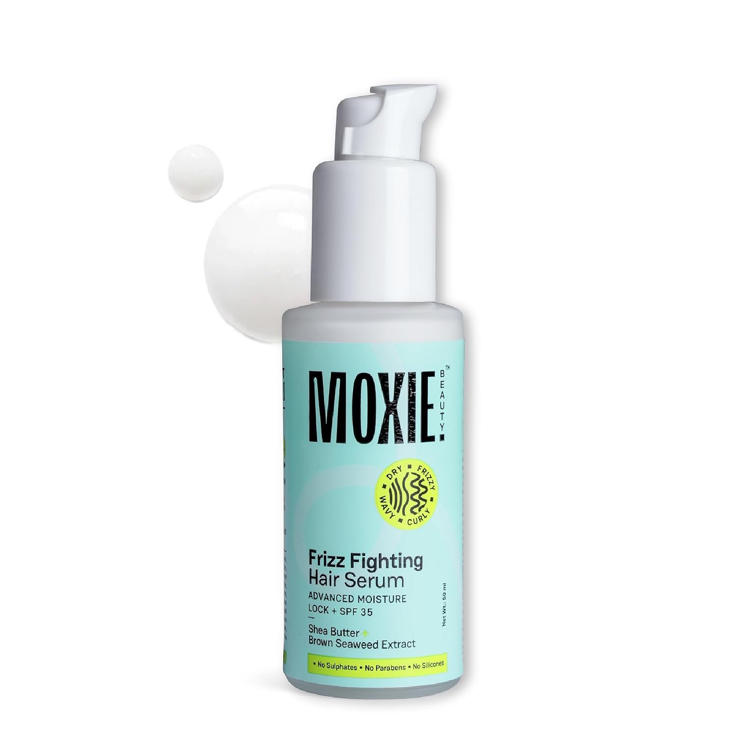 Moxie Beauty Frizz Fighting Hair Serum with SPF 35 50ml SPF 35 Hair Sun Protection | Lightweight Milky Serum | Hydrates, Boosts Shine & Helps Control Frizz Without Greasy Residue