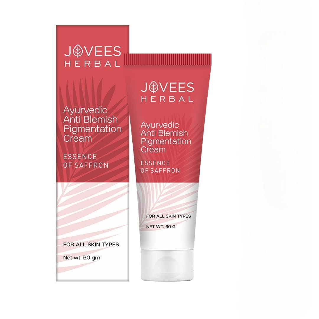Jovees Anti Blemish Pigmentation Cream for Women & Men- 60g | Skin Brightening & Tan Removal Cream | Helps Minimize Dark Spots, Acne & Pigmentation | Daily Use Saffron Face Cream