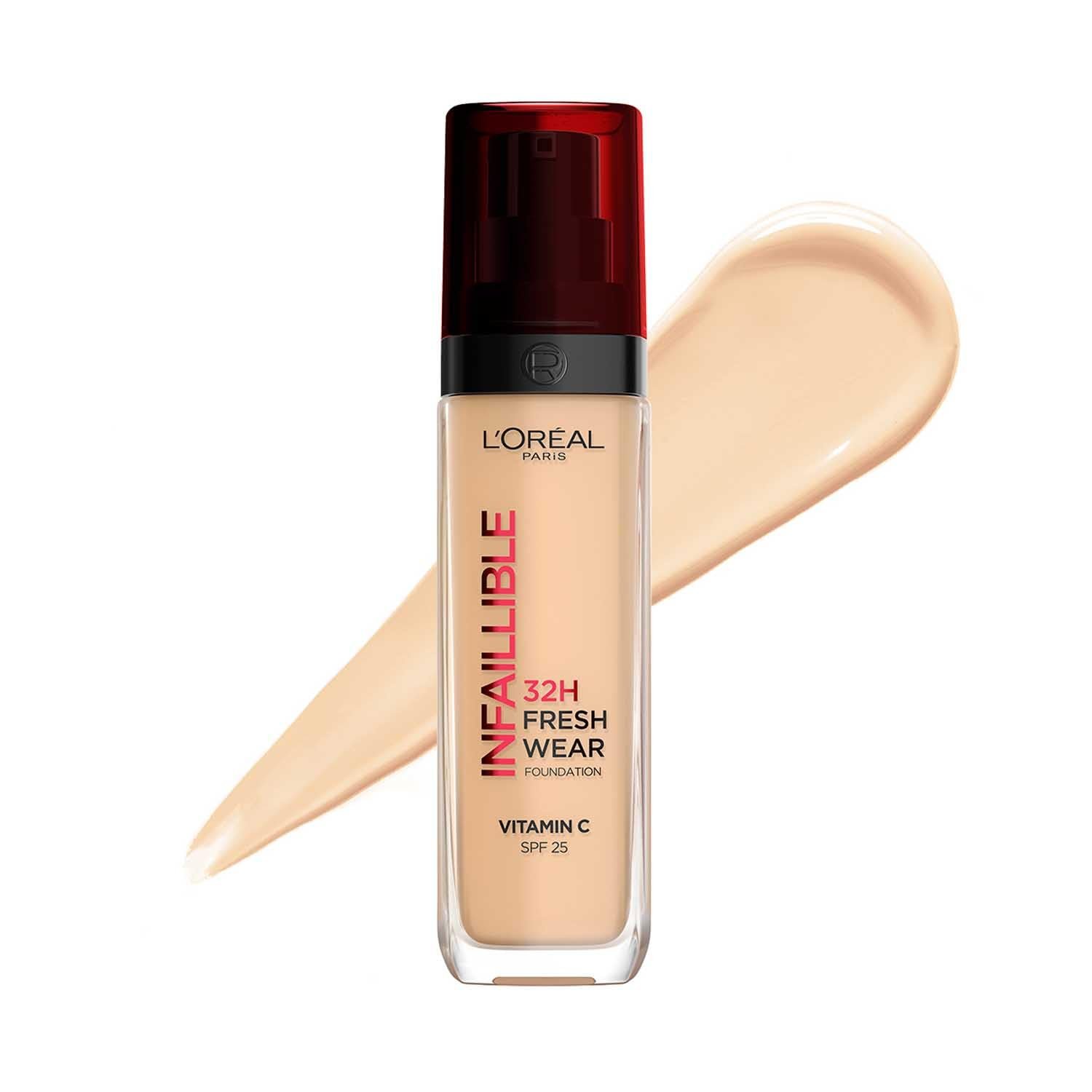 L'Oreal Paris Infallible 32H Fresh Wear Liquid Fdt, 220 Sand 32H Fresh Wear Liquid Foundation, Transfer-Proof, Sweat-Proof, Lightweight Breathable Texture, Full Coverage, Vitamin C thumbnail