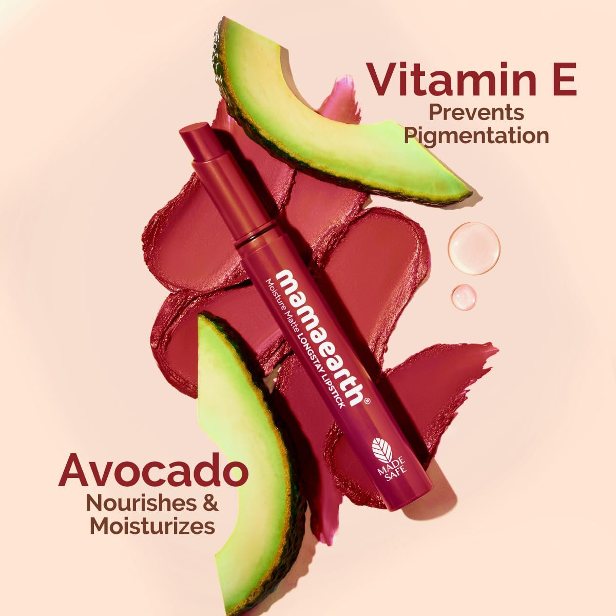 Mamaearth Moisture Matte Longstay Lipstick With Avocado Oil & Vitamin E For 12 Hour Long Stay - 11 Cherry Punch -2 G thumbnail