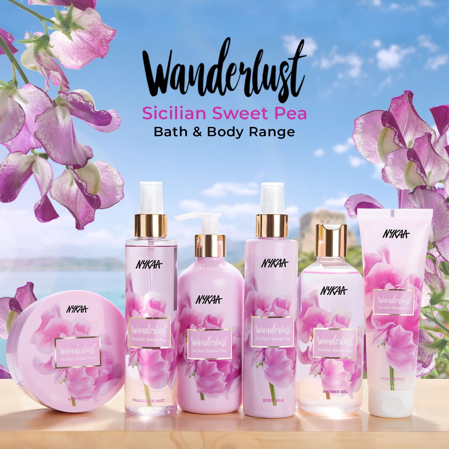 Wanderlust Sicilian Sweet Pea Body Lotion for Women & Men, 300 ml| Smooth, Non-Greasy Formula| Up to 8 Hours Intense Moisturization|For Smooth & Moisturized Skin| Suitable for All Skin Types thumbnail