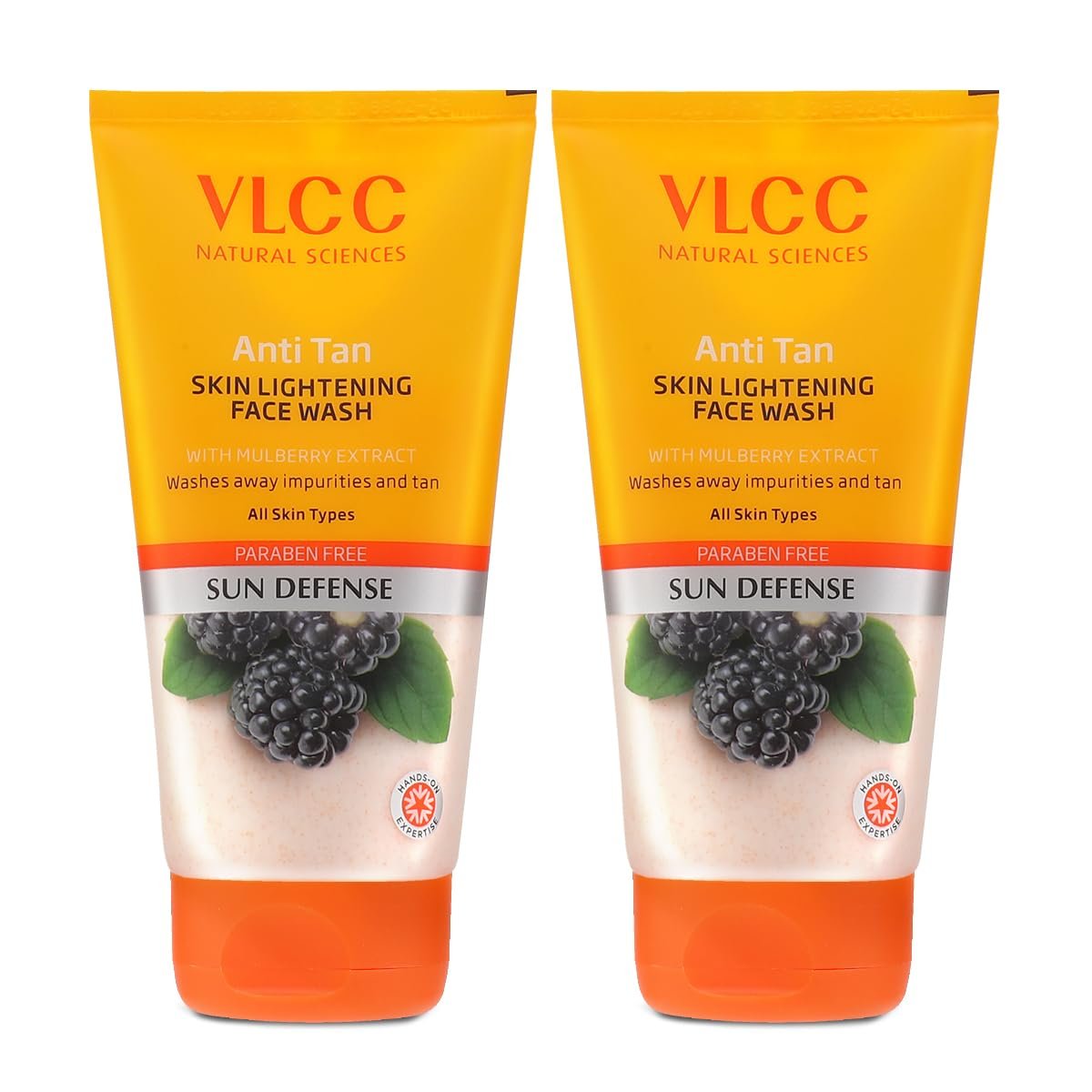VLCC Anti-Tan Skin Lightening Face Wash – 150 ml x 2 (300 ml) | With Mulberry & Orange Peel Extract | Brightening Sunscreen with Broad Spectrum Protection