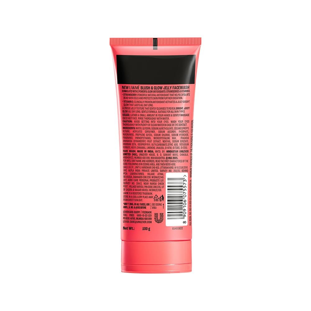 Lakme Blush & Glow Hydrating Strawberry Facewash, with Vitamin C Serum 100g thumbnail