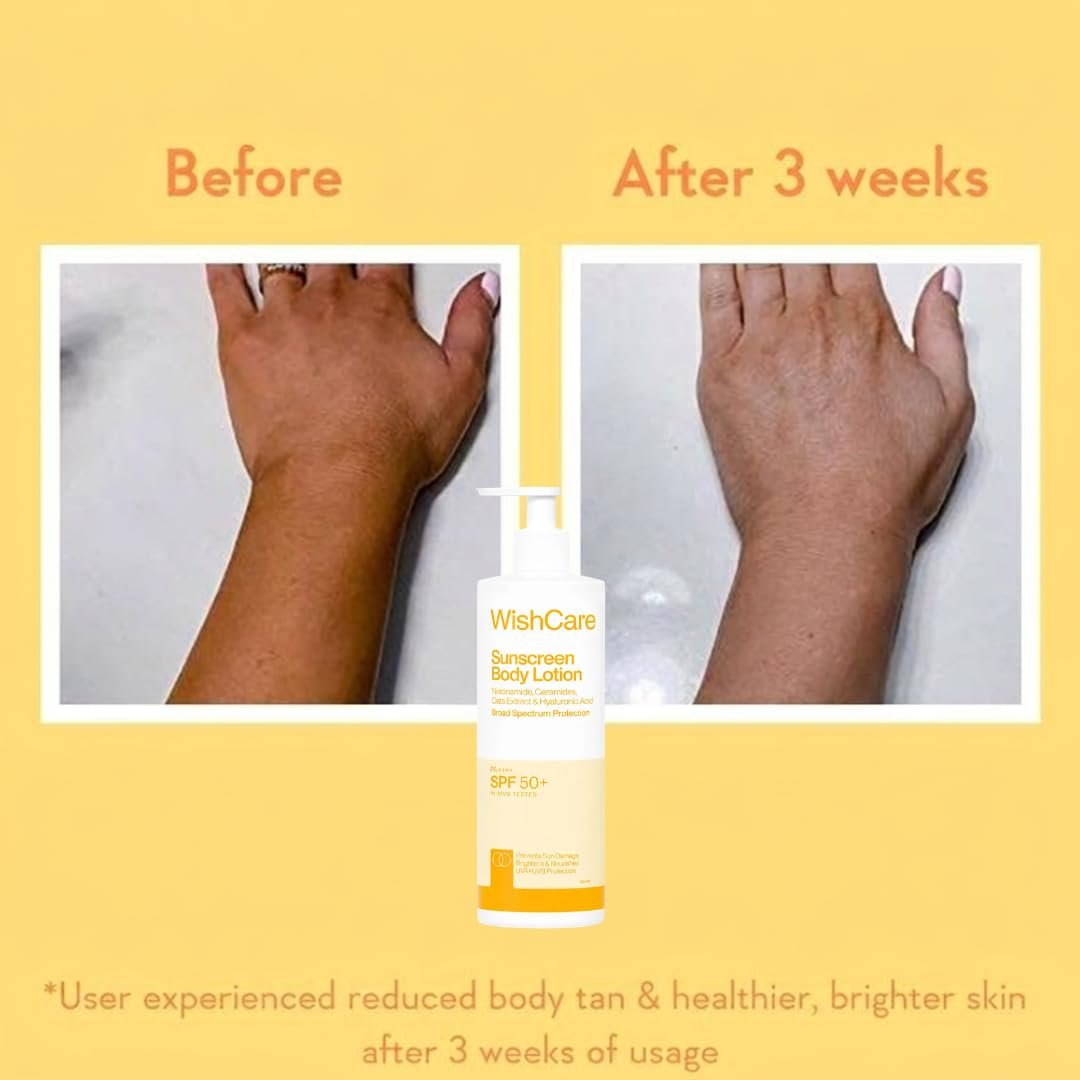 WishCare Sunscreen Body Lotion with SPF 50 PA++++ In- Vivo Tested | Body Sunscreen With Broad Spectrum UVA & UVB Protection, No White Cast | For Women & Men | 450ml thumbnail