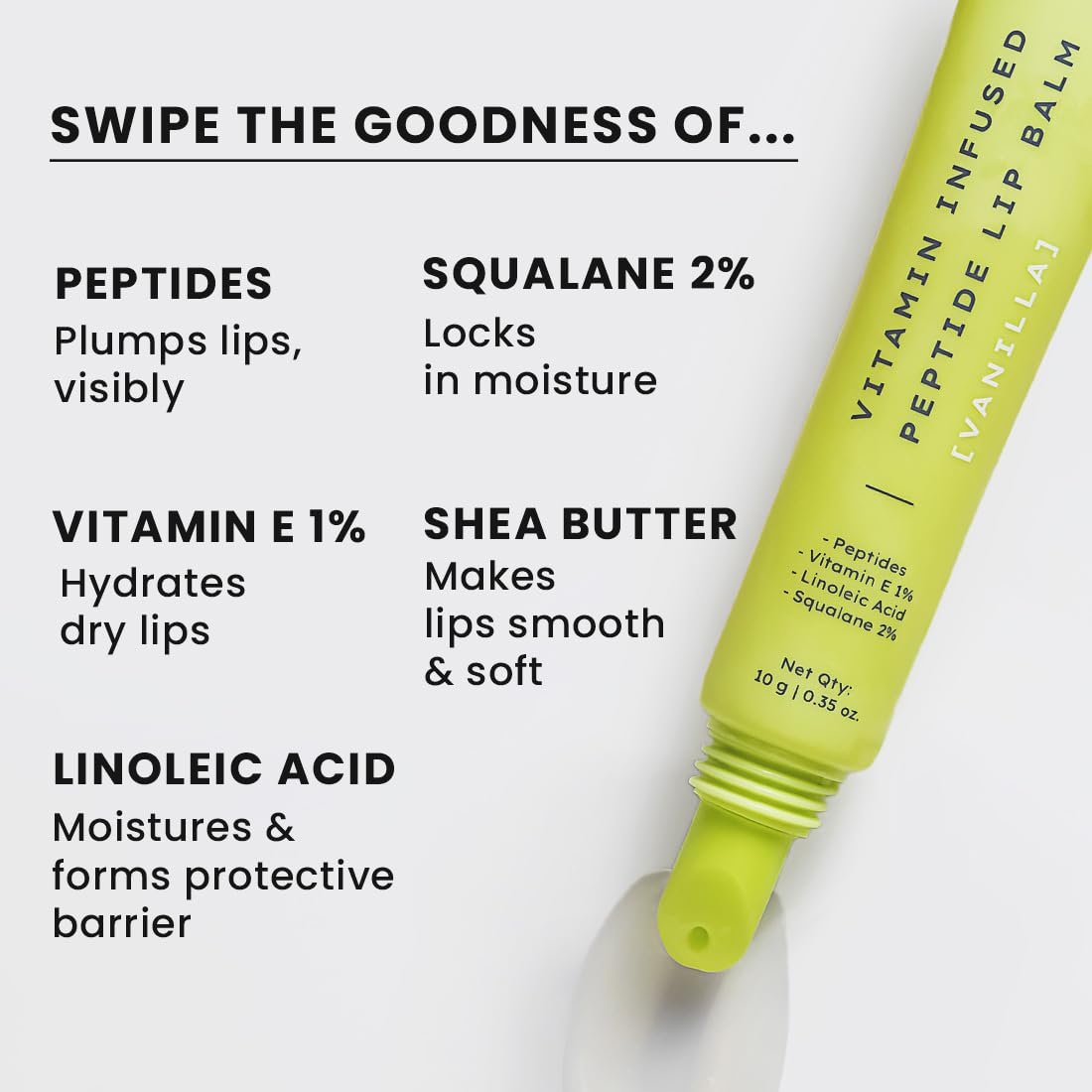 Hyphen-Vitamin Infused Peptide Lip Balm-Vanilla for Dry & Chapped Lips|Hydrating & Moisturizing Lip Balm for Unisex|for Dark Lips| Vegan,SLS & Parabens Free|10gm thumbnail
