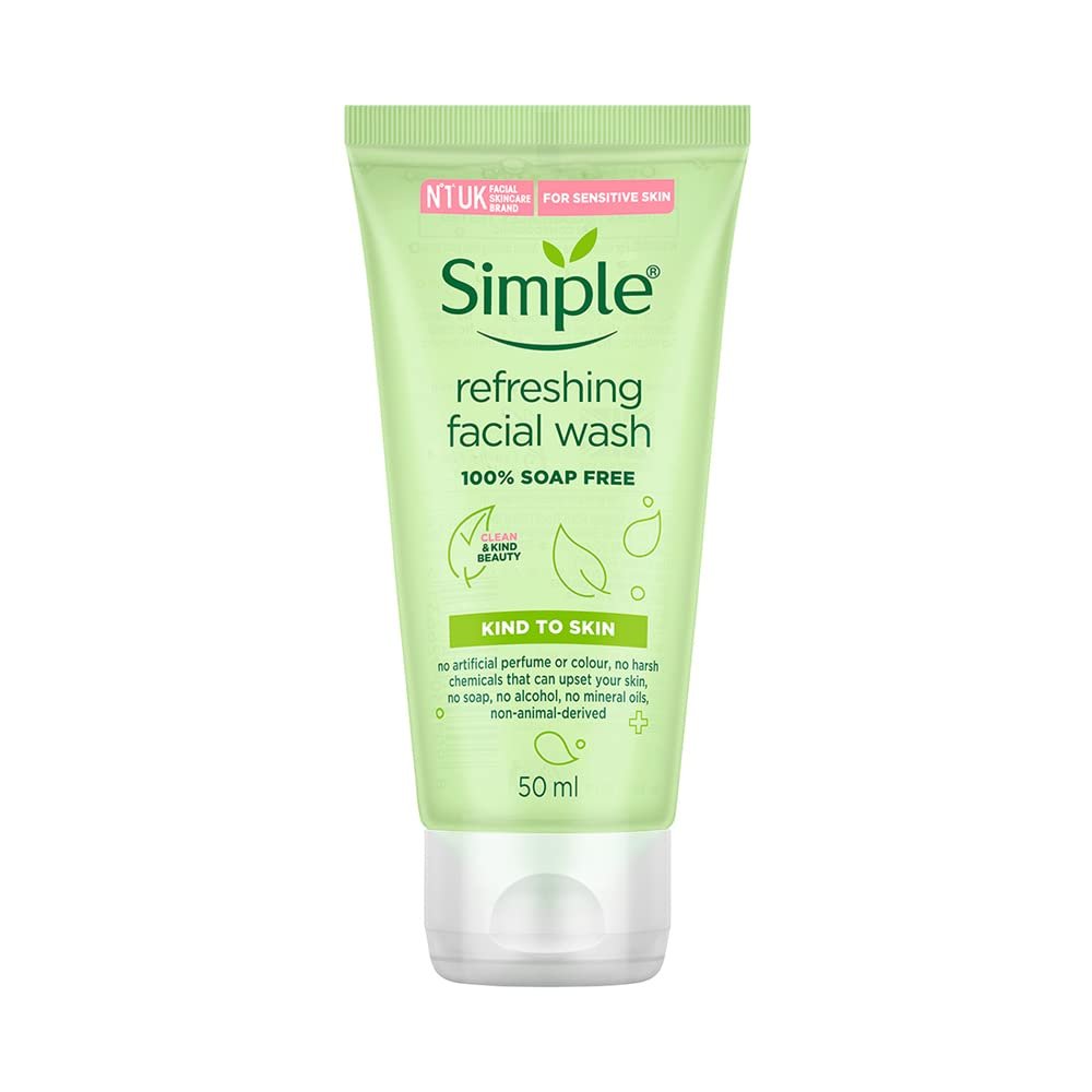 Simple Kind to Skin Refreshing Facial Wash| For all Skin Types| No Soap| No Perfume| No Harsh Chemicals & Parabens| Tested on Sensitive Skin, 50 ml thumbnail