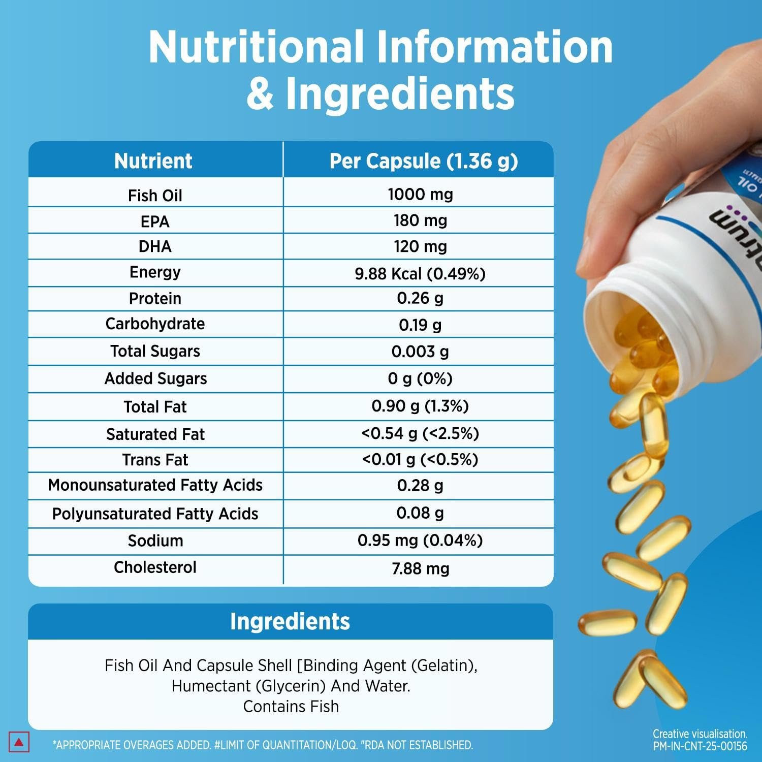 Centrum Omega 3 Fish Oil Capsules 1000mg Supplements | Omega 3 with 180mg EPA, 120mg DHA for Hair and Skin Health, Joint Health, Brain Health | No Fishy Aftertaste - 60 Capsules thumbnail