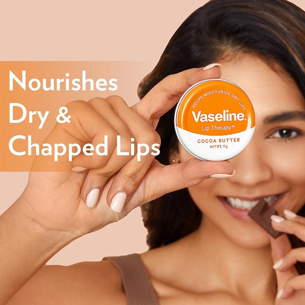 Vaseline Lip Tins Cocoa Butter, 17g | Infused with Cocoa Butter for Hydration & Glossy Shine Softline (Transparent) thumbnail