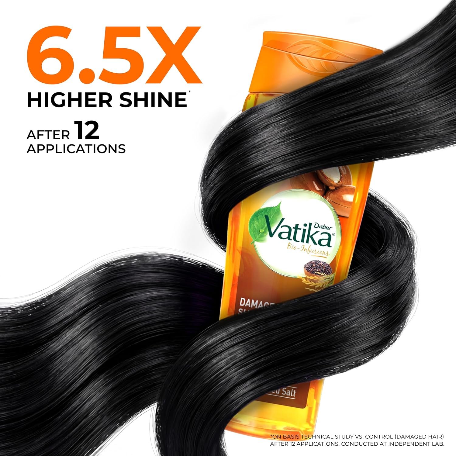 Dabur Vatika Bio-Infusions Damage Repair Shampoo | Moroccan Argan & Black Rice | 2% Plant Collagen + Vitamin C | 100% Damage Repair  | For Dry & Damaged Hair thumbnail
