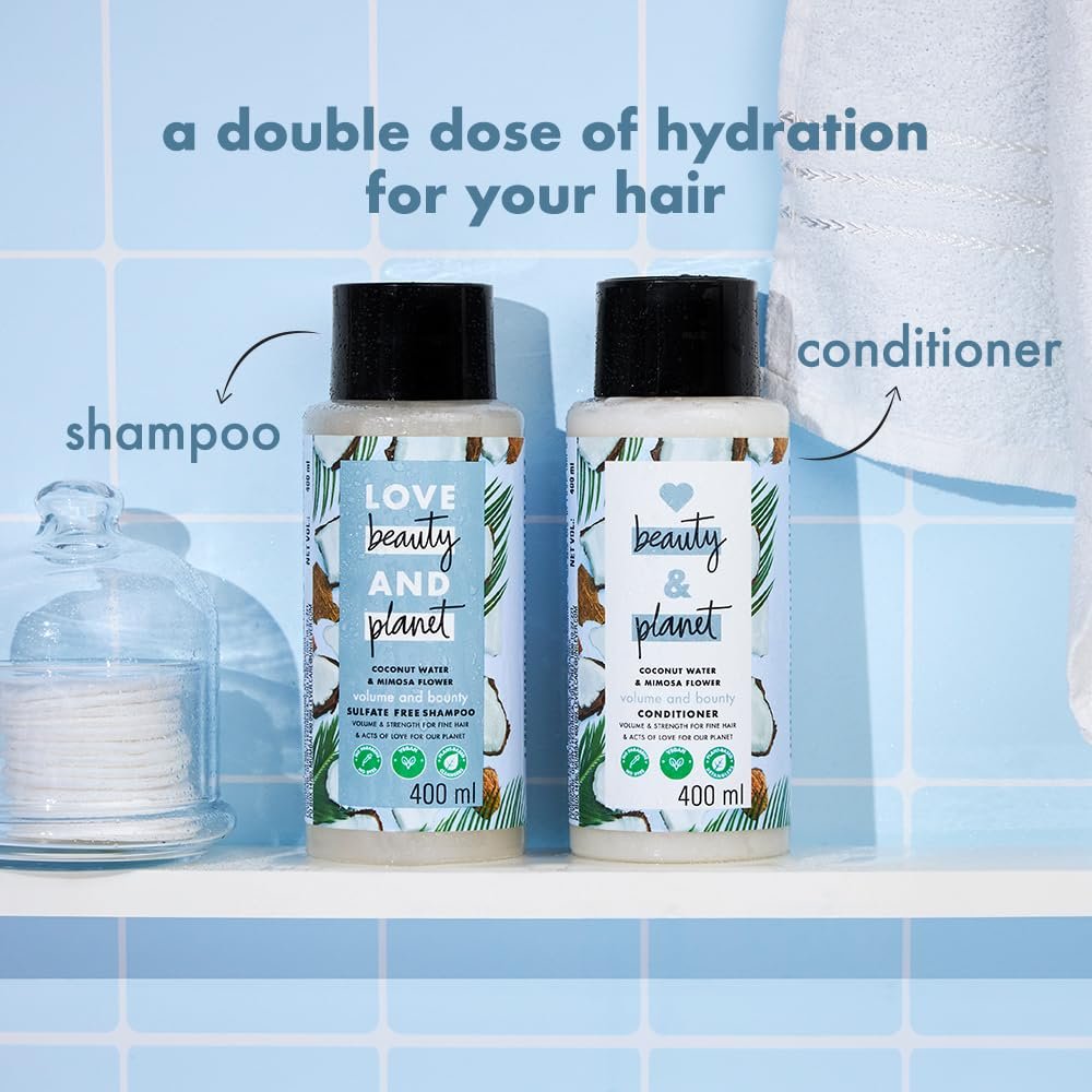 Love Beauty & Planet Coconut Water and Mimosa Flower Volume and Bounty Conditioner|| No Parabens|| No Dyes|| 100% Organic Coconut Oil|| 400ml thumbnail