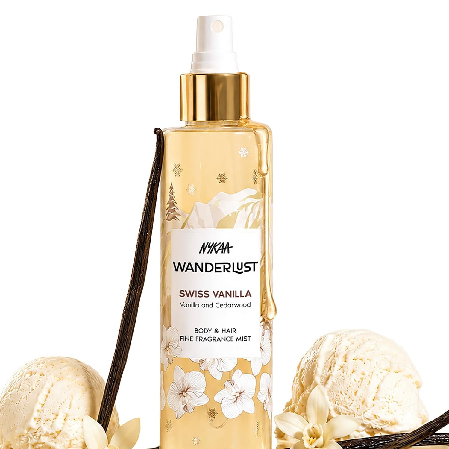 Nykaa Wanderlust Swiss Vanilla Perfume Body & Hair Mist, Notes of Vanilla & Cedarwood, 8 Hrs Long-Lasting Fragrance, 200 ml thumbnail