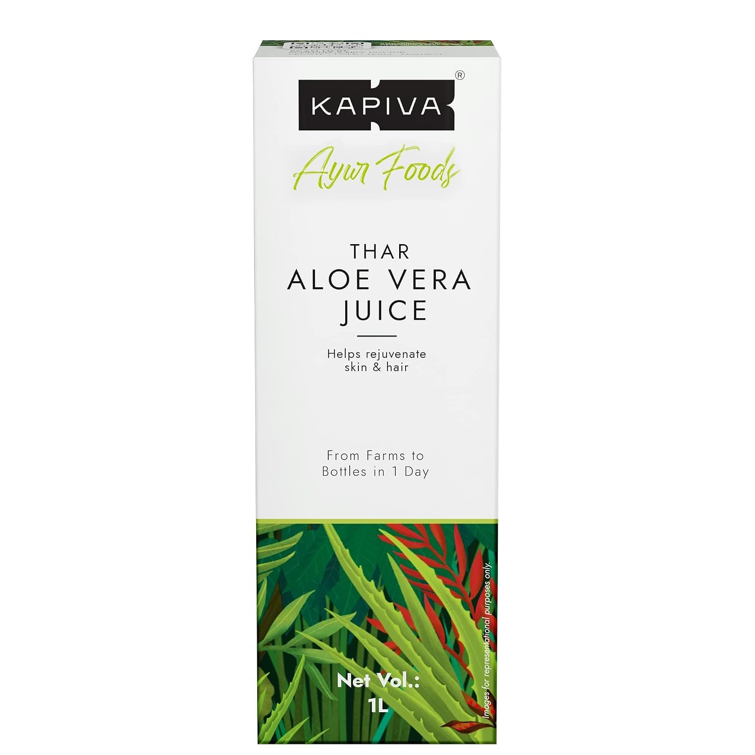 Kapiva Thar Aloe Vera Juice (With Pulp) | Rejuvenates Skin And Hair | Natural Juice Made Within 4 Hours Of Harvesting | No Added Sugar, 1L thumbnail