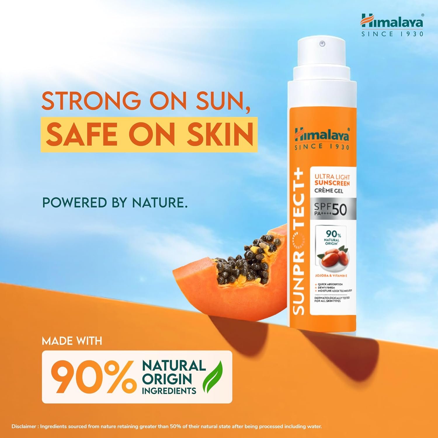 Himalaya Sun Protect+ Ultra Light Sunscreen | Crème Gel | 90% Natural Origin Ingredients | In vivo tested SPF 50 PA++++ | Dermatologically tested for all skin types | No white cast | 50g thumbnail