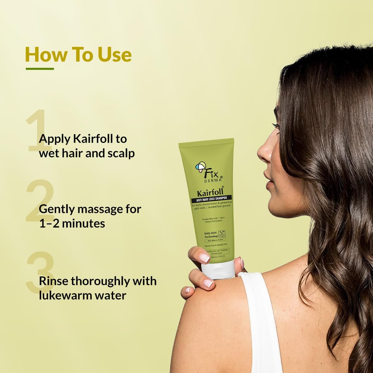 Fixderma Kairfoll Anti Hairloss Shampoo for Hair Fall Control | Anti-Dandruff Shampoo for Women & Men - 200 ml thumbnail
