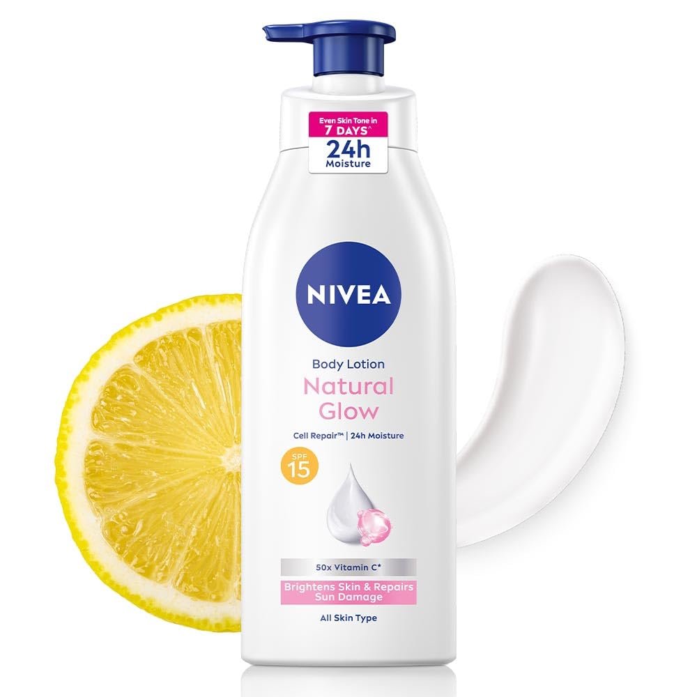 NIVEA Natural Glow Cell Repair Body Lotion with SPF 15 And UV A & B Filters 400ml