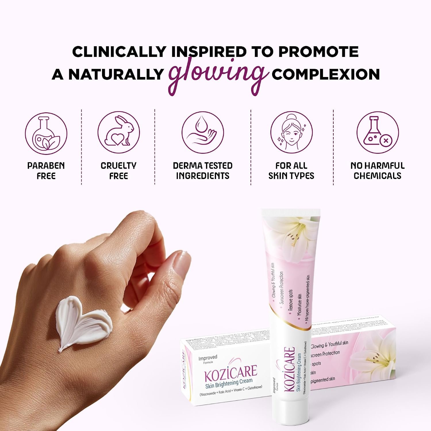 Kozicare Skin Lightening Cream - 15gm (Pack of 10)| Enriched with Kojic Acid, Alpha Arbutin, Glutathione, Niacinamide and Vitamin C | Best for Melasma, Pigmentation, Acne Scars, Dark Spot thumbnail