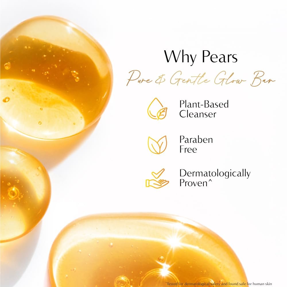 Pears Original Glycerin Soap Bar - Pure & Gentle Glow | With 98% Pure Glycerin | For Hydration & Glow | With Plant Based Cleanser for Skin & Body | Paraben-free | 125gms x 5 thumbnail
