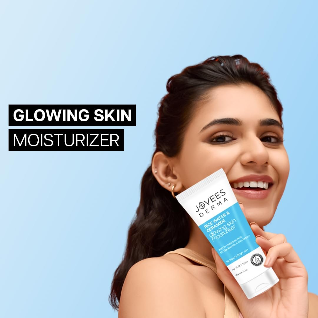 Jovees Derma Ceramides Moisturizer with Hyaluronic & Rice Water for Intense Moisturizing and Brightens Skin | With Niacinamide & Cica Extract | Barrier Repair Cream | For All Skin Type 50g thumbnail