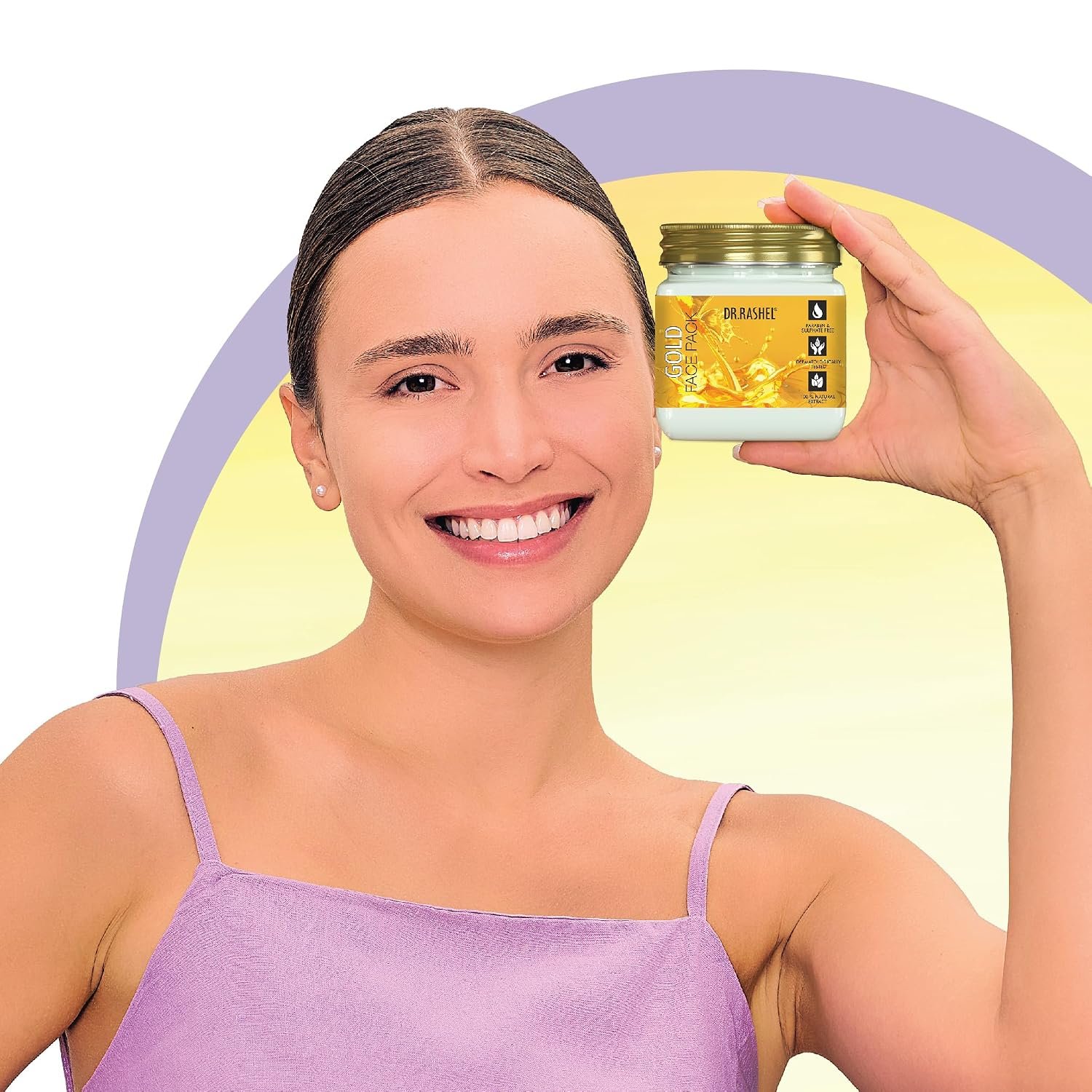 DR.RASHEL Gold Face Pack for Glowing Skin, Oil Control, Acne, Pimples, Detan, Blemishes, Pigmentation & Brightening, Face Cleansing For Face & Body (380 Ml) thumbnail